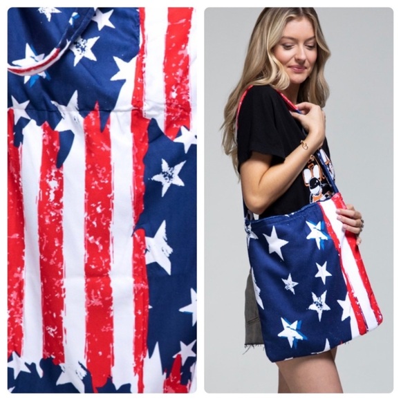 New Ruggine 2-in-1 Convertible American Flag 
Shoulder Bag-Beach Towel - Picture 1 of 7